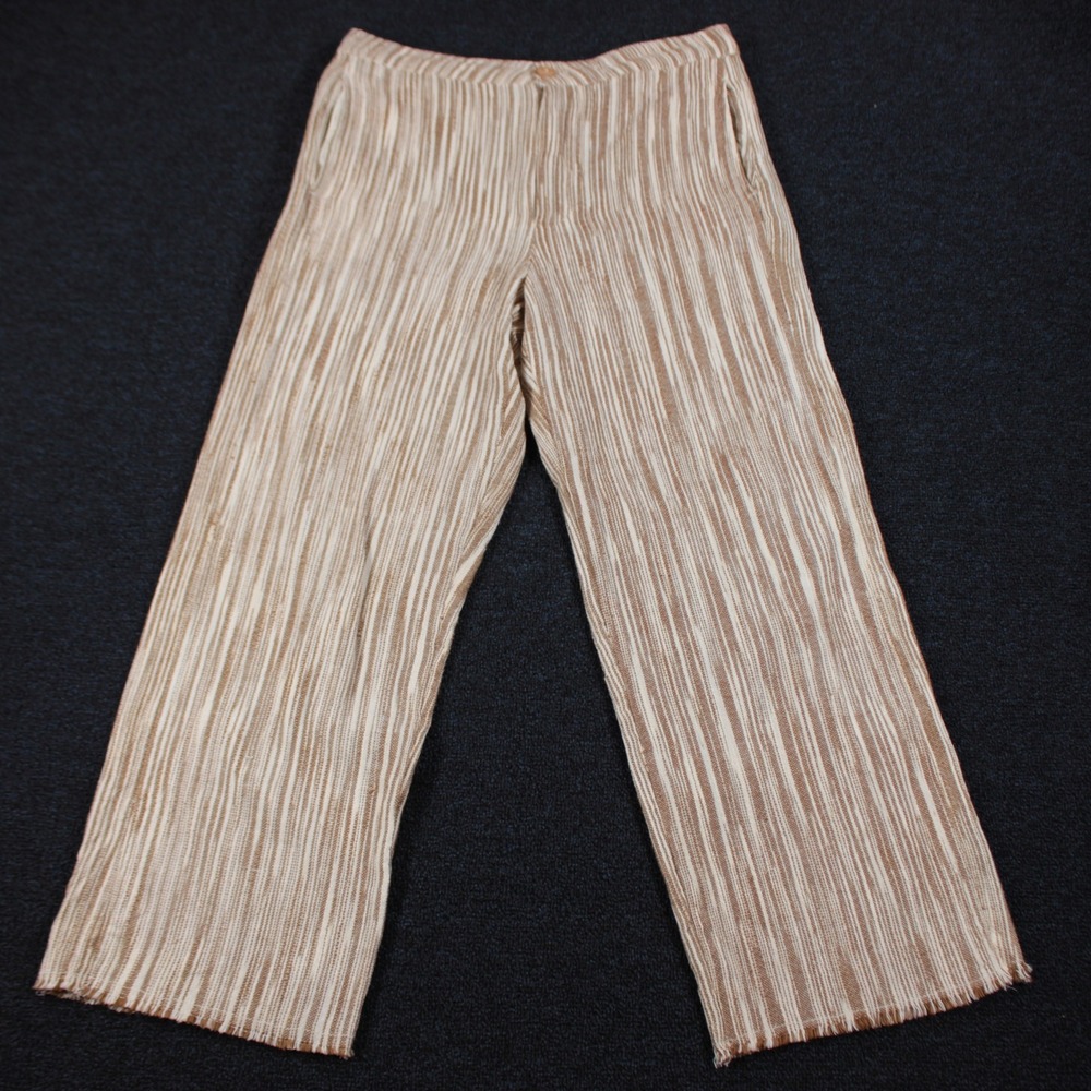 Free People Pants Womens 6 Marta Yarn Stripe Dyed Trouser Brown Ivory Boho